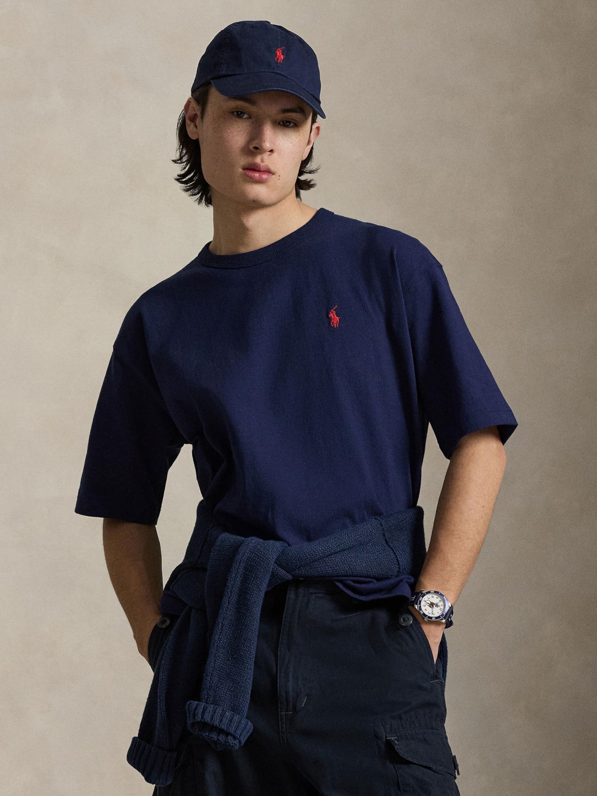 Camiseta Masculina Manga Curta Classic Logo Bordado Fit Relaxed Azul Polo Ralph Lauren