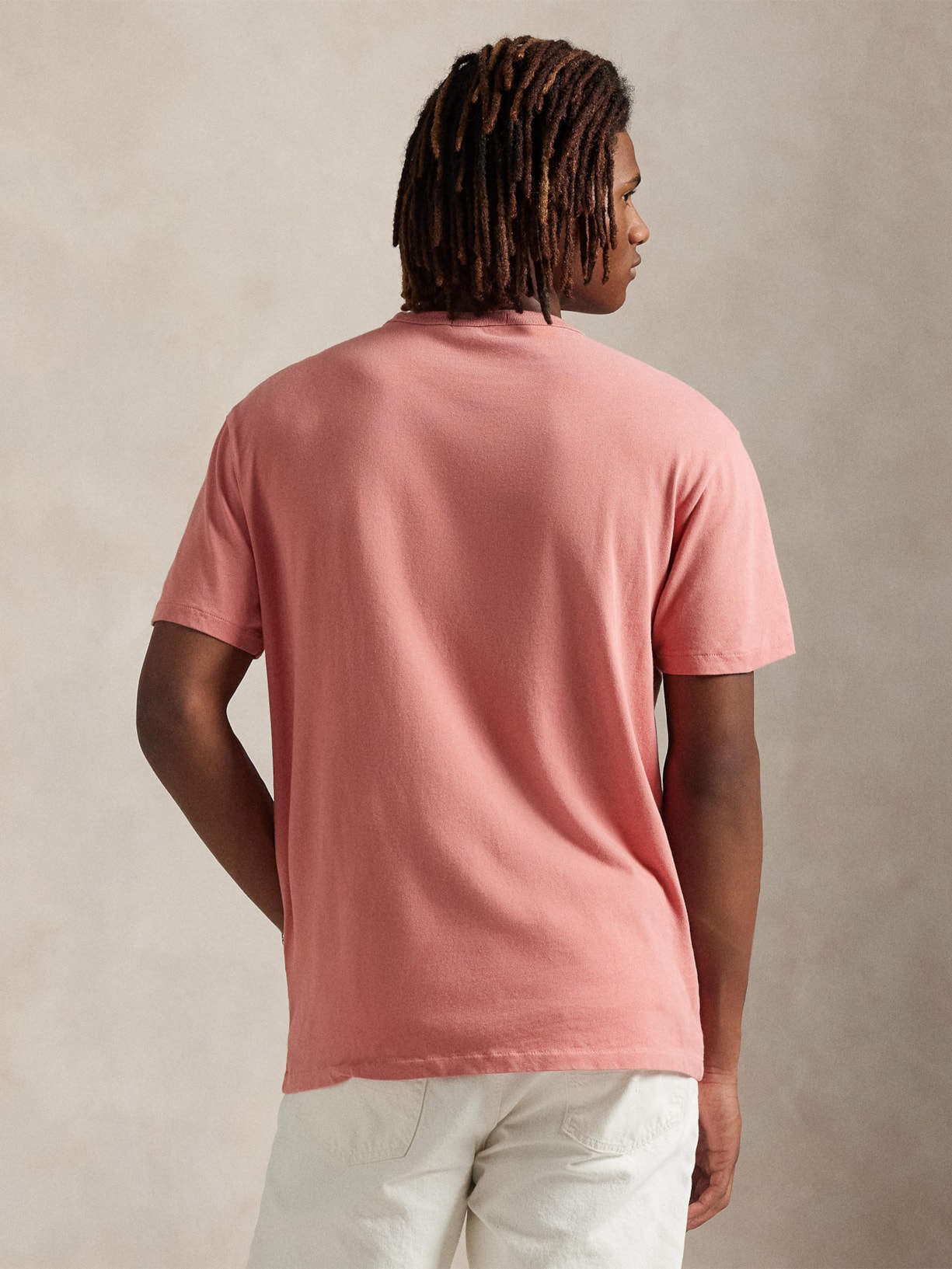 Camiseta Masculina Manga Curta Classic Logo Bordado Rosa Polo Ralph Lauren