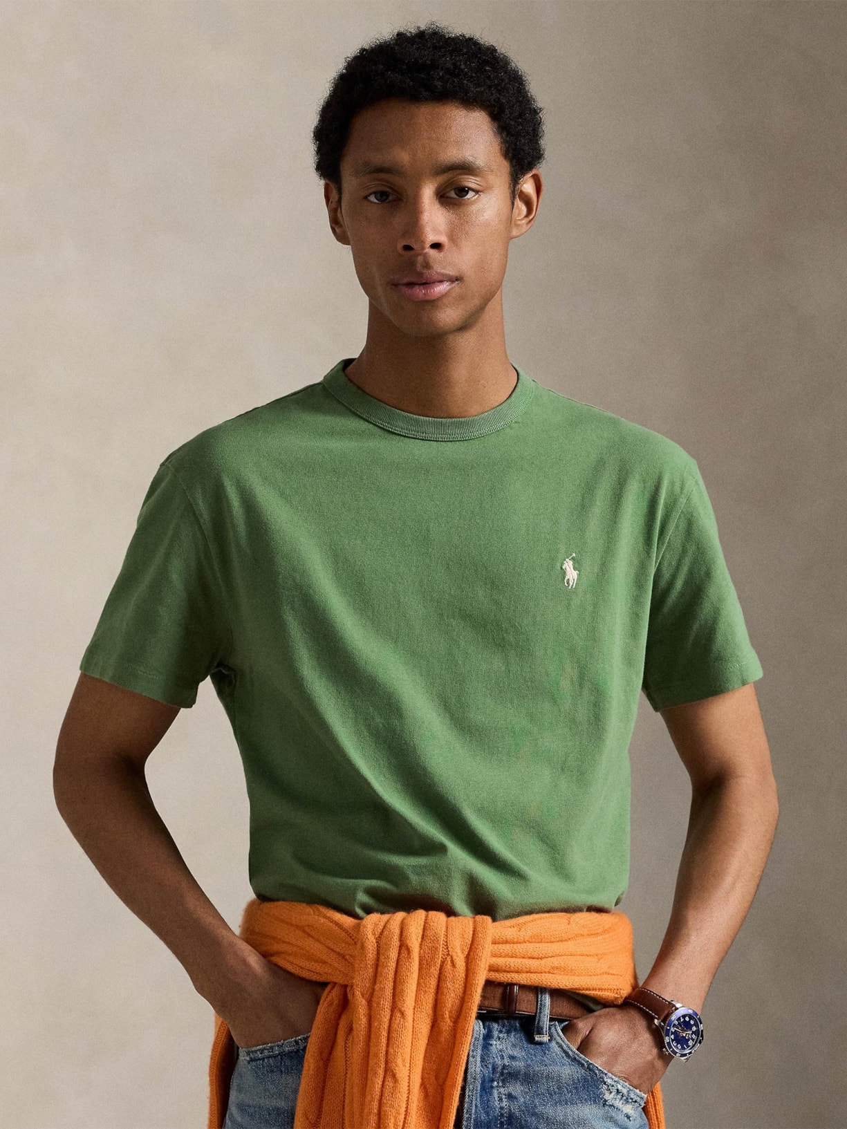 Camiseta Masculina Manga Curta Classic Logo Bordado Verde Polo Ralph Lauren