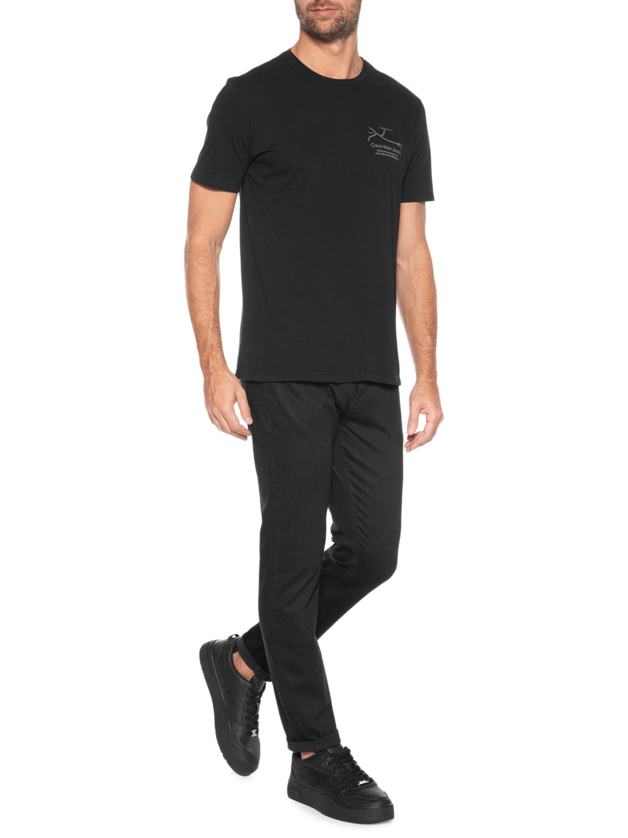 Camiseta Masculina Manga Curta Conservation Route Preto Calvin Klein Jeans