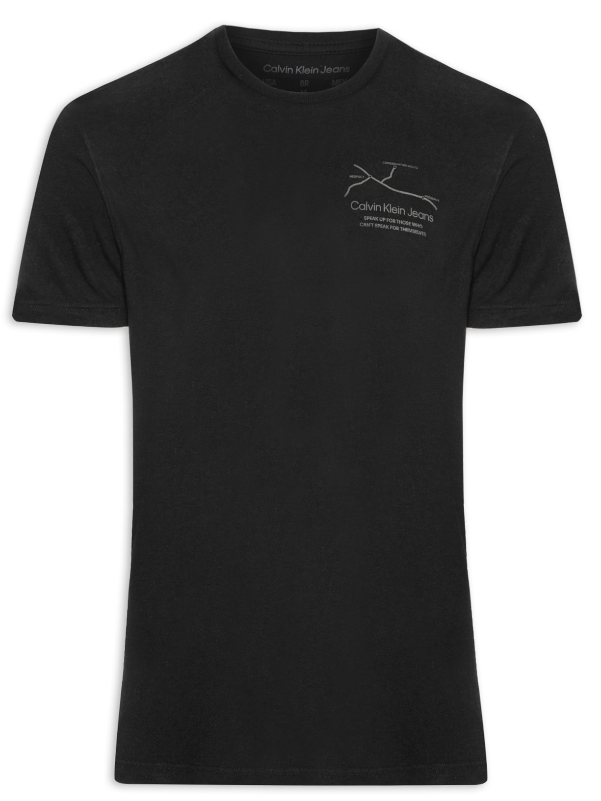Camiseta Masculina Manga Curta Conservation Route Preto Calvin Klein Jeans