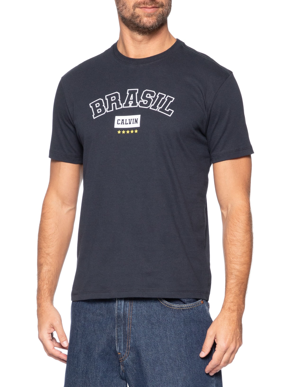 Camiseta Masculina Manga Curta Copa Azul Calvin Klein Jeans