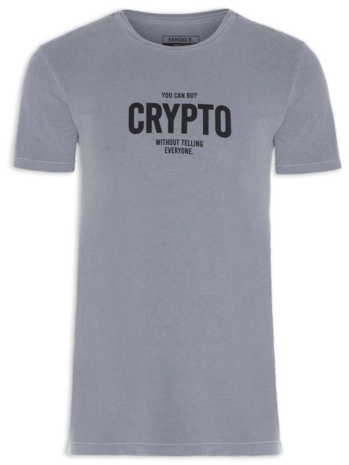 Camiseta Masculina Manga Curta Crypto - Cinza