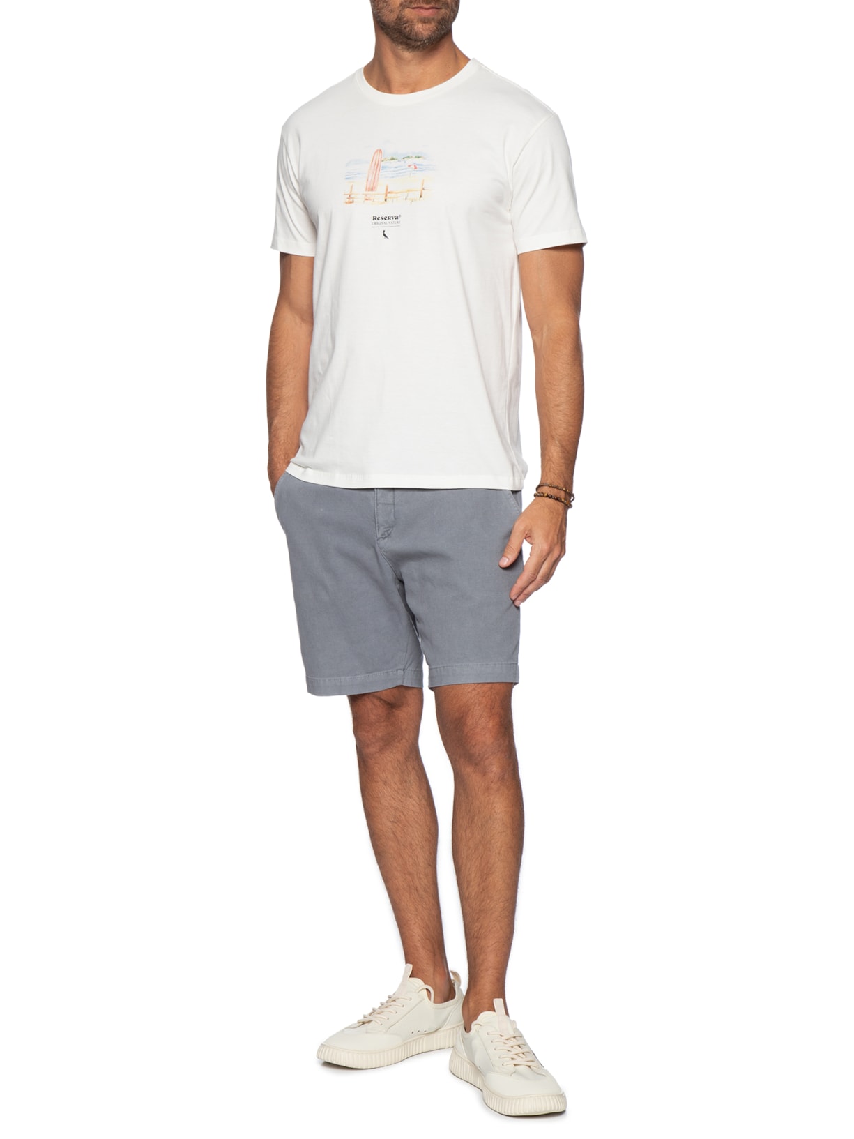 Camiseta Masculina Manga Curta Deu Praia Branco Reserva