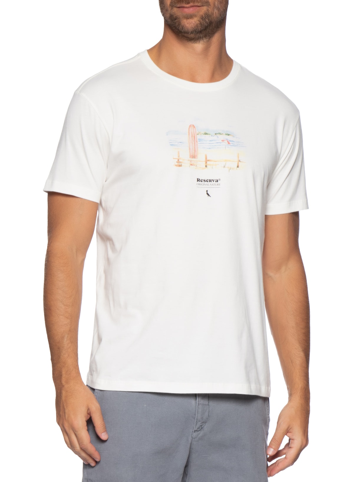 Camiseta Masculina Manga Curta Deu Praia Branco Reserva