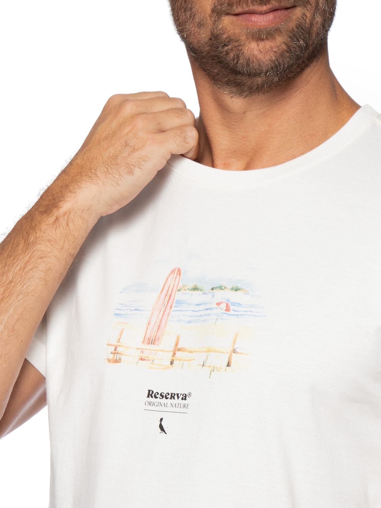Camiseta Masculina Manga Curta Deu Praia Branco Reserva