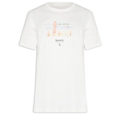 Camiseta Masculina Manga Curta Deu Praia - Branco