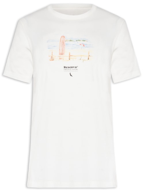 Camiseta Masculina Manga Curta Deu Praia - Branco