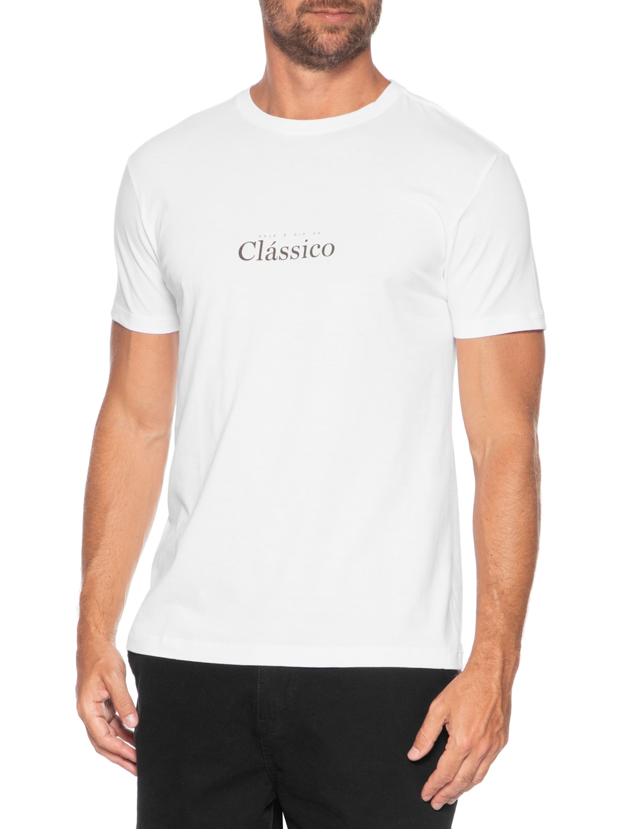 Camiseta Masculina Manga Curta Dia De Clássico Branco Foxton