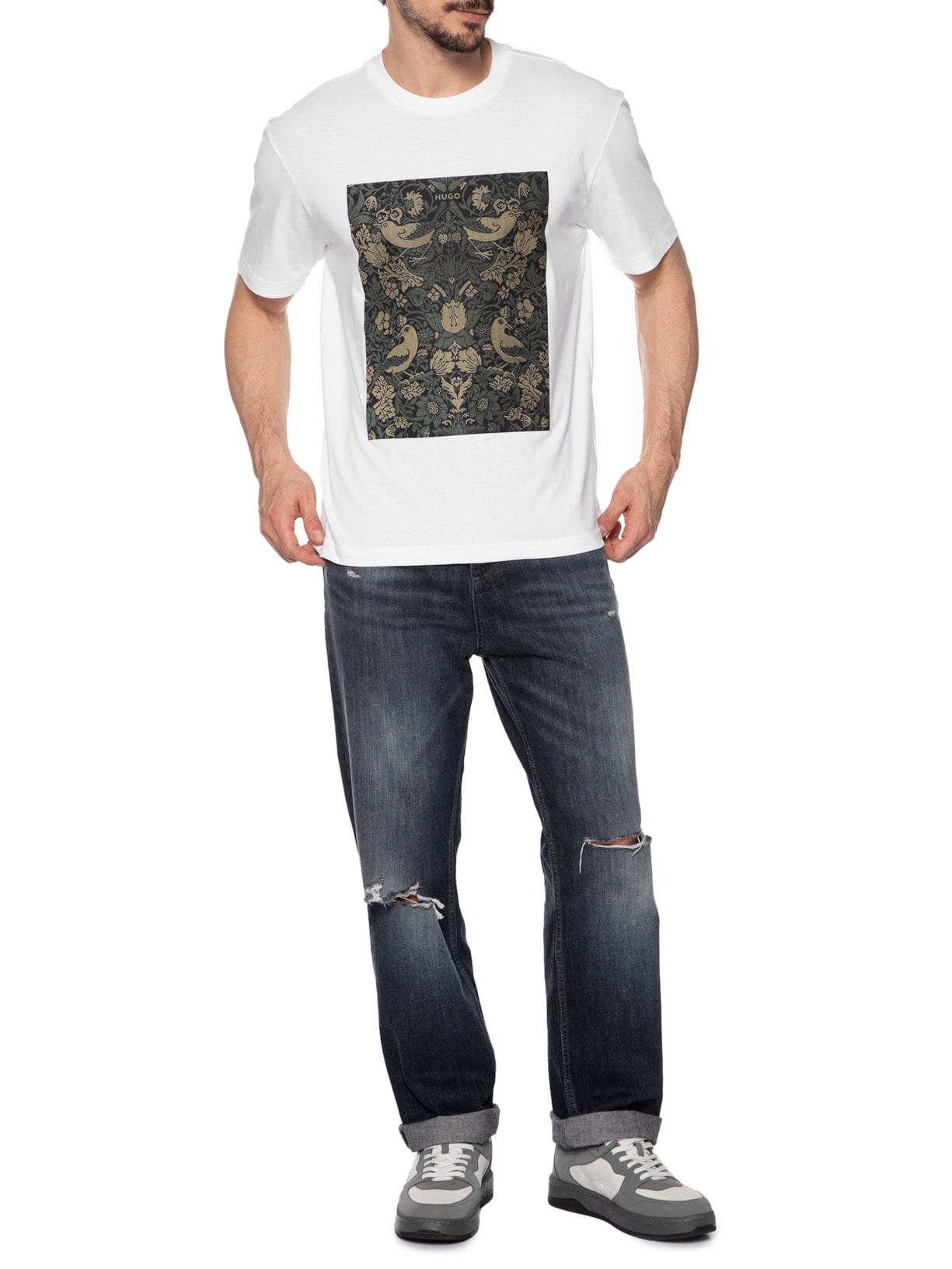 Camiseta Masculina Manga Curta Dipasly Branco Hugo