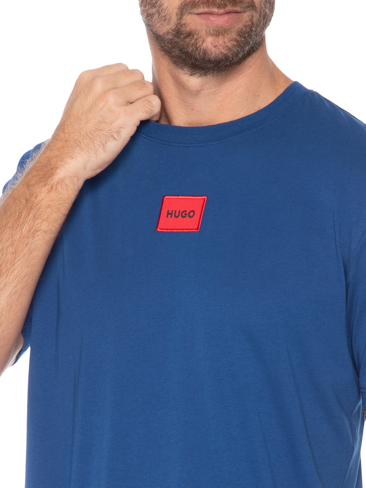 Camiseta Masculina Manga Curta Diragolino Azul Hugo