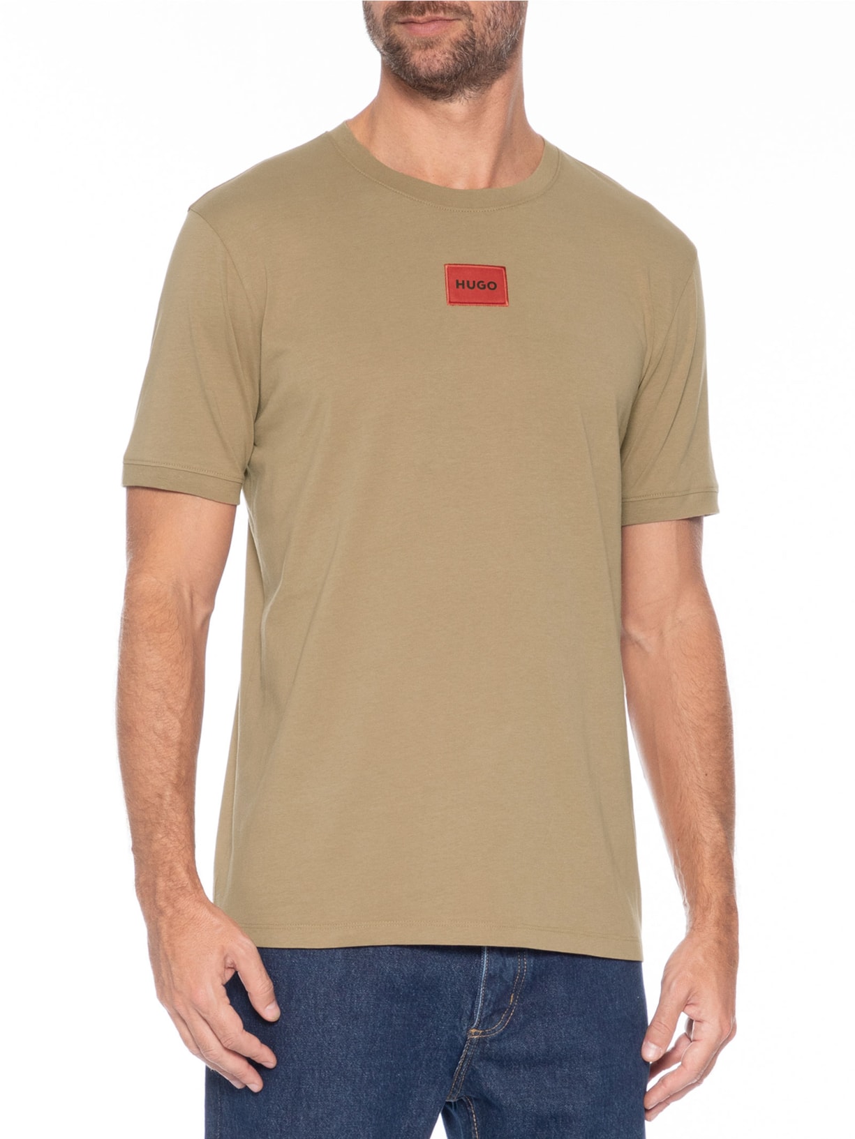 Camiseta Masculina Manga Curta Diragolino Bege Hugo