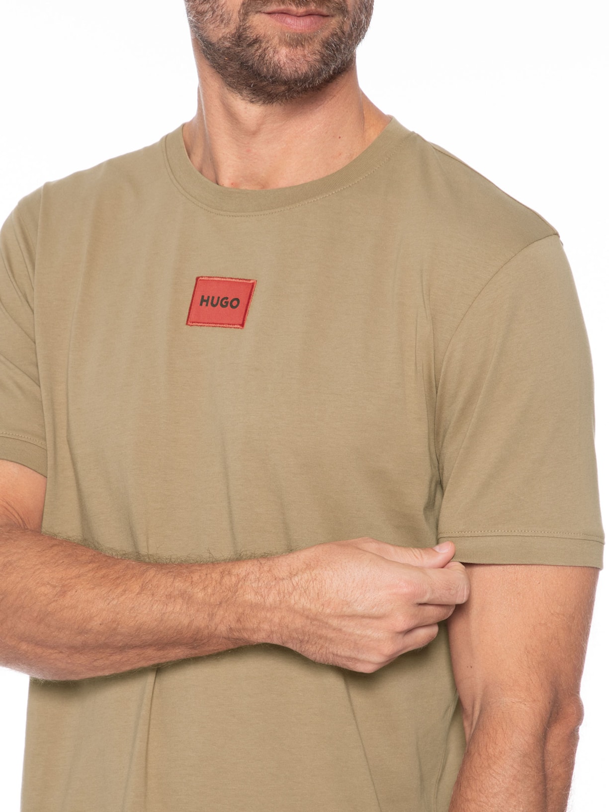 Camiseta Masculina Manga Curta Diragolino Bege Hugo