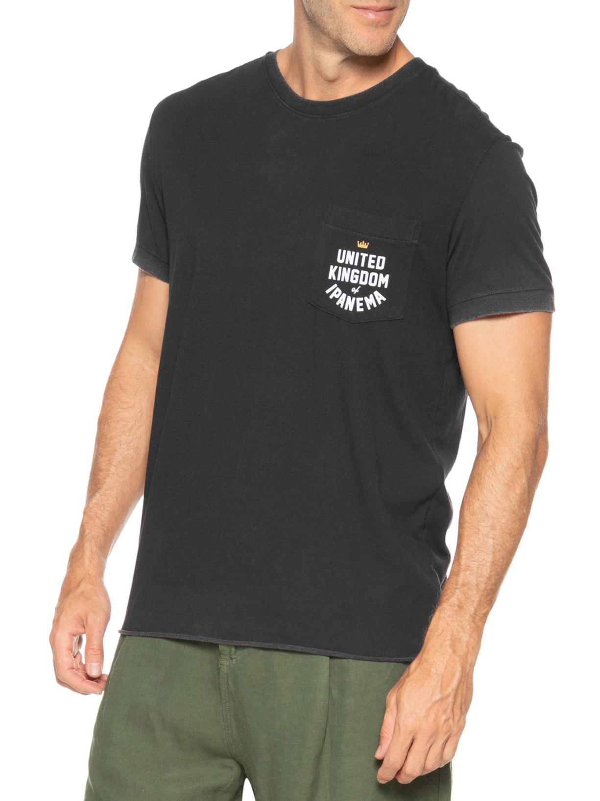 Camiseta Masculina Manga Curta Double Ipanema Kingdom Preto Osklen