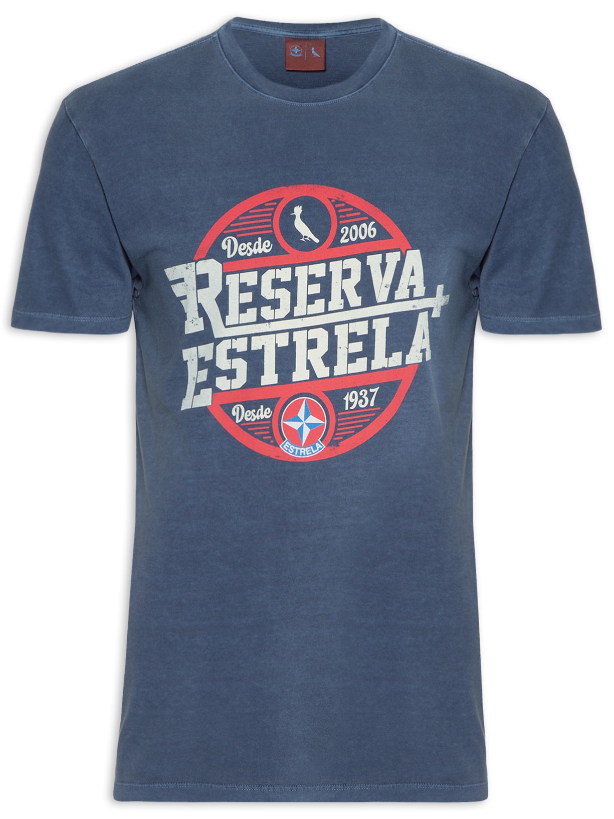 Camiseta Masculina Manga Curta Estampa Estrela Stamp - Azul