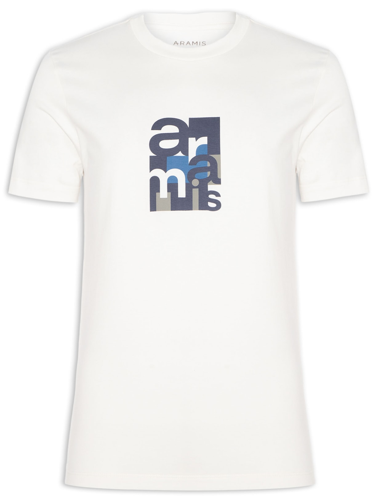 Camiseta Masculina Manga Curta Estampa Geométrica - Branco