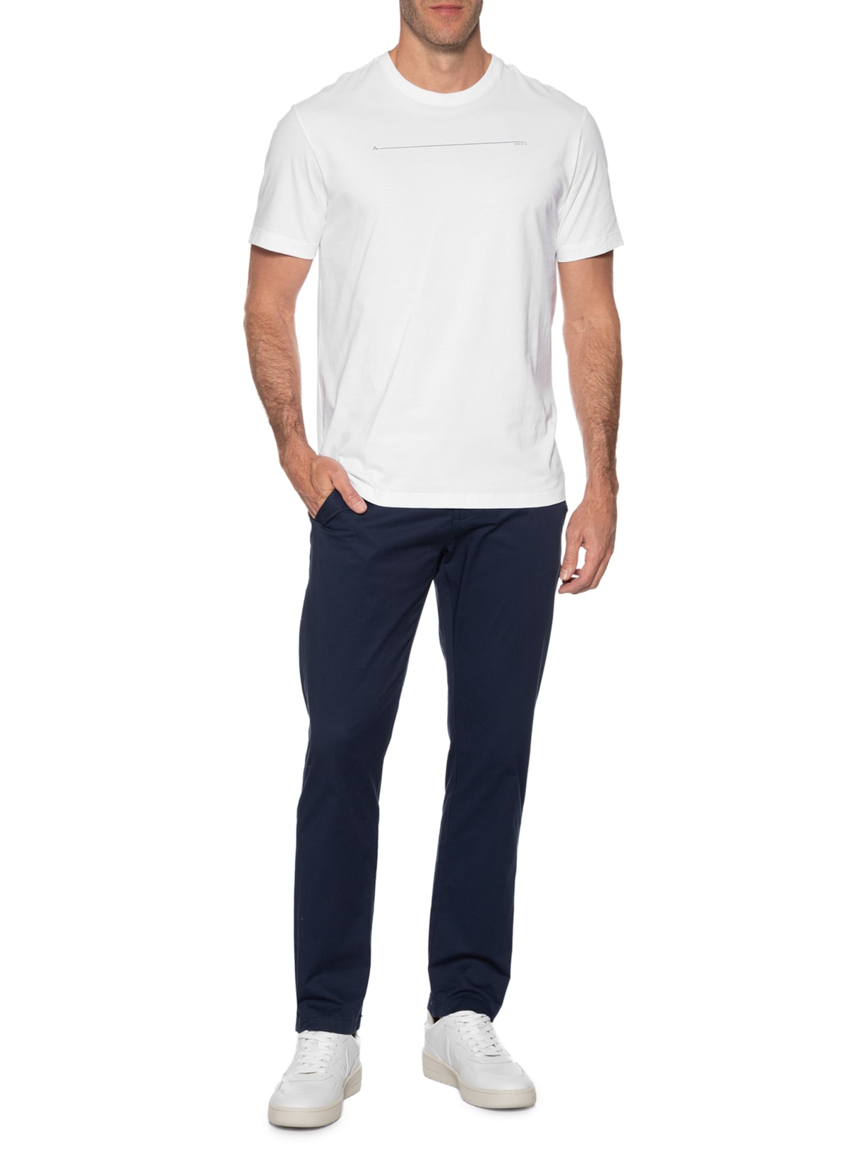 Camiseta Masculina Manga Curta Estampa Icon Branco Aramis