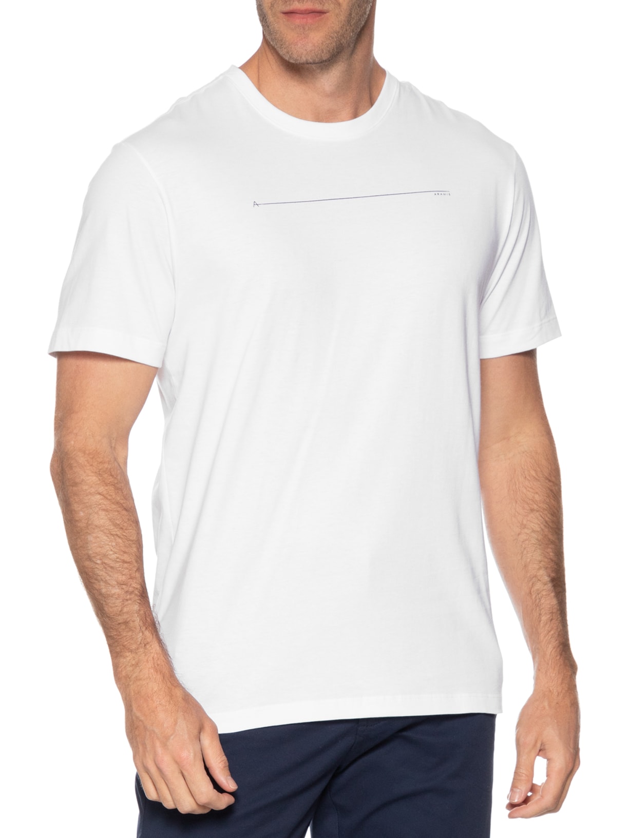 Camiseta Masculina Manga Curta Estampa Icon Branco Aramis