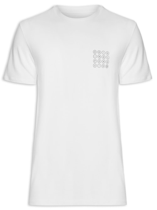 Camiseta Masculina Manga Curta Estampa Localizada - Branco