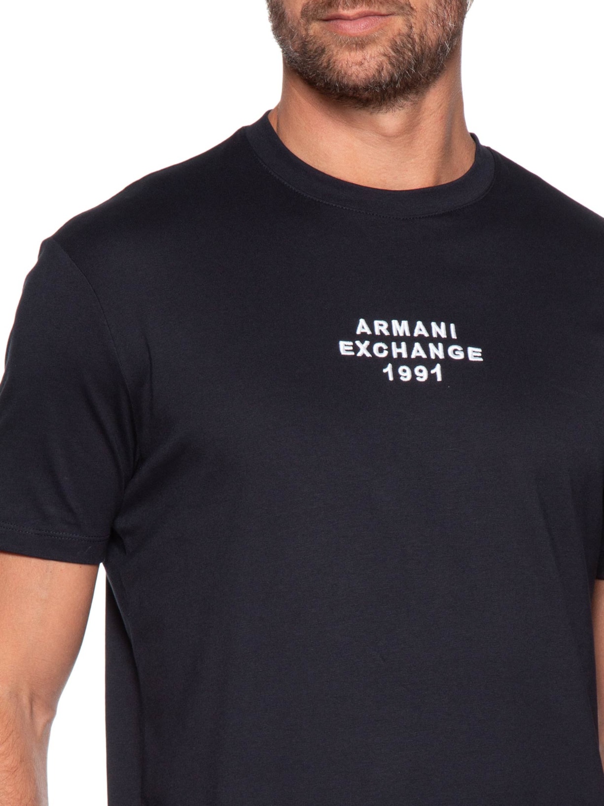 Camiseta Masculina Manga Curta Estampada Azul Armani Exchange