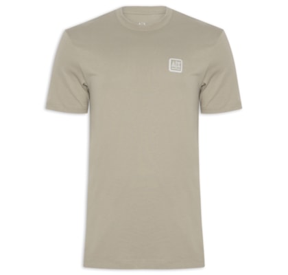 Camiseta Masculina Manga Curta Estampada - Bege