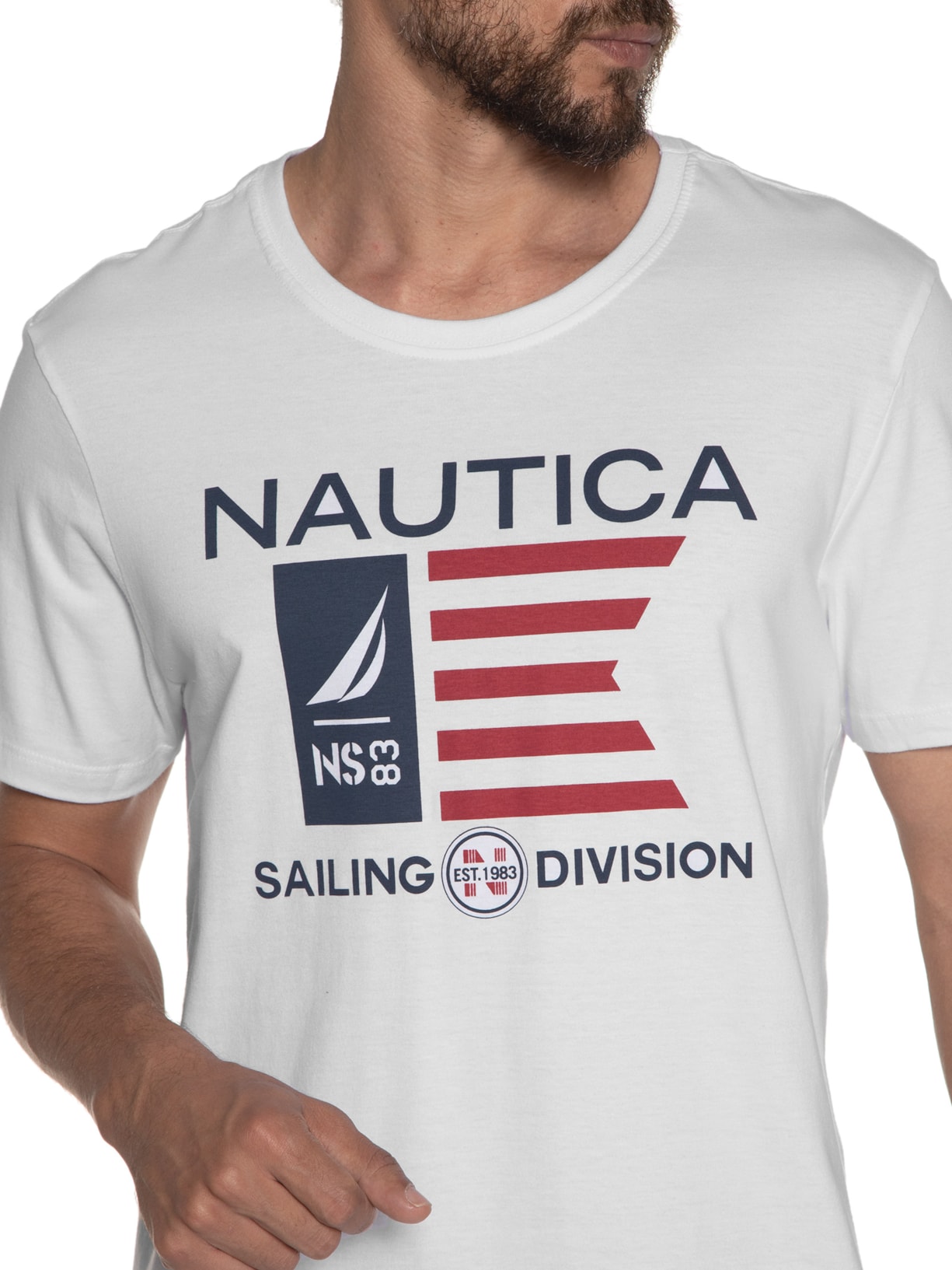 Camiseta Masculina Manga Curta Estampada Branco Nautica
