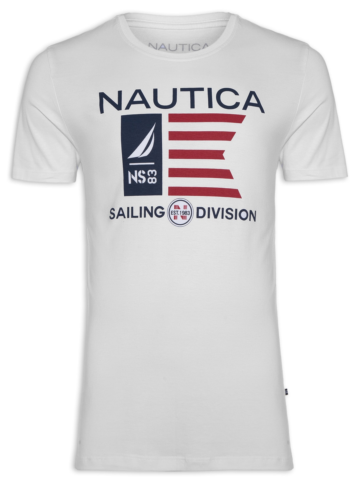Camiseta Masculina Manga Curta Estampada Branco Nautica