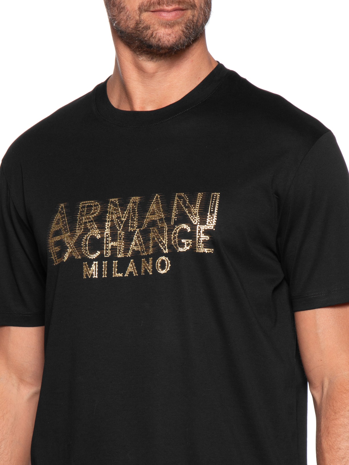 Camiseta Masculina Manga Curta Estampada Masculina Preto Armani Exchange