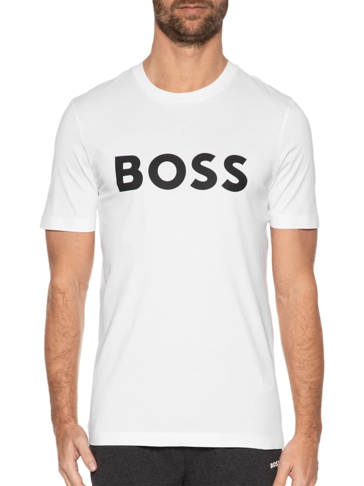 Camiseta Masculina Manga Curta Estampada Tiburt Branco Boss