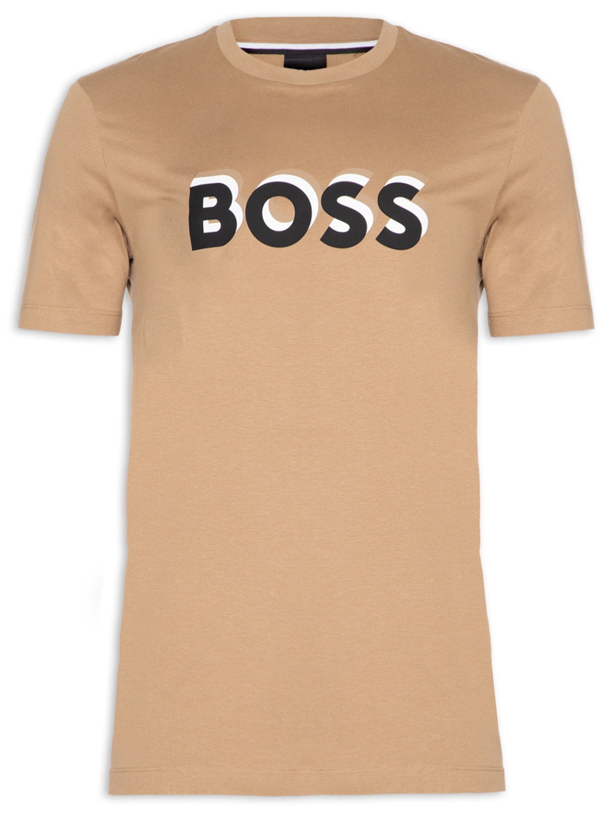 Camiseta Masculina Manga Curta Estampada Tiburt Marrom Boss