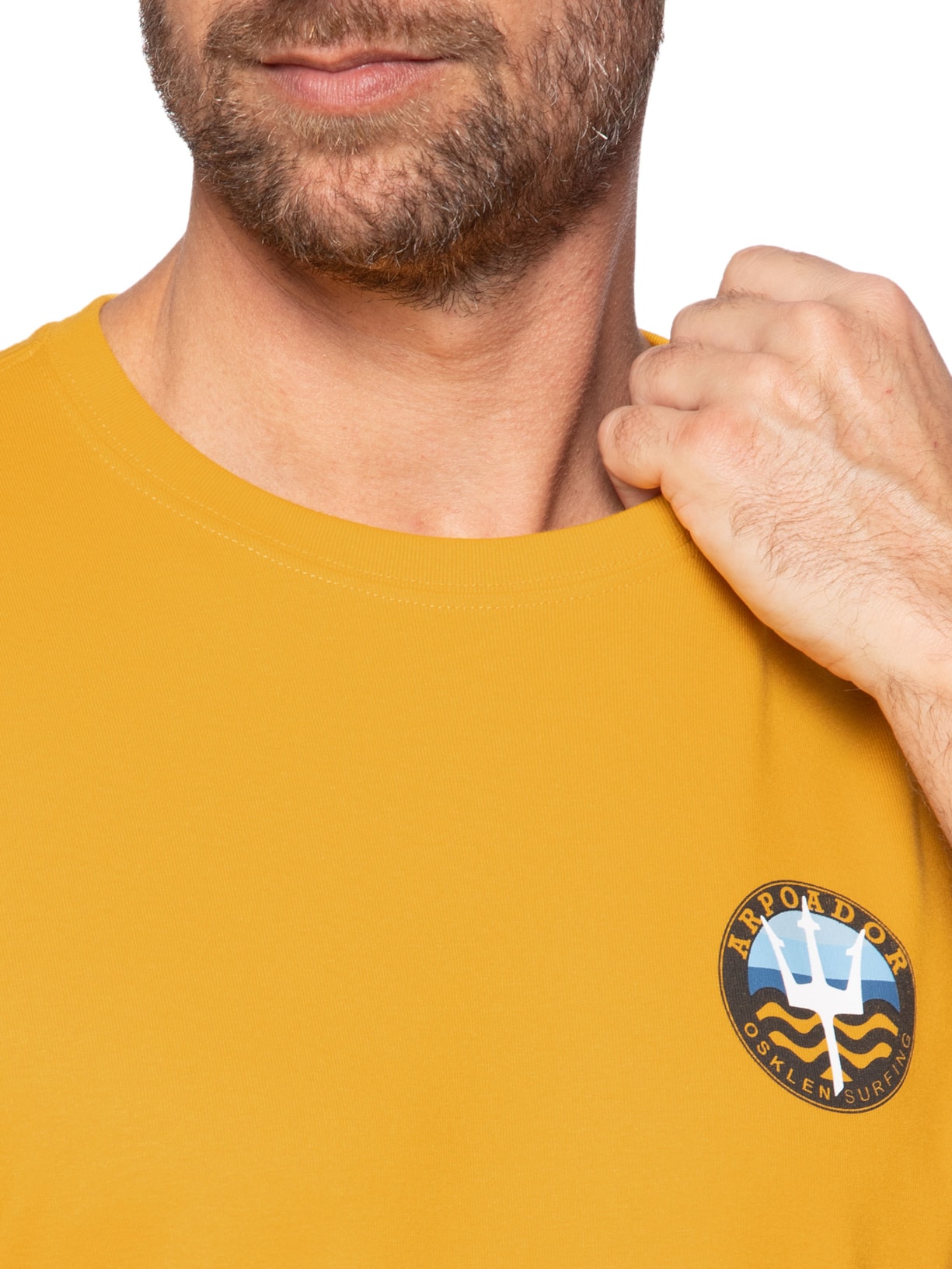 Camiseta Masculina Manga Curta Gola Careca Arpoador Symbol Over Amarelo Osklen