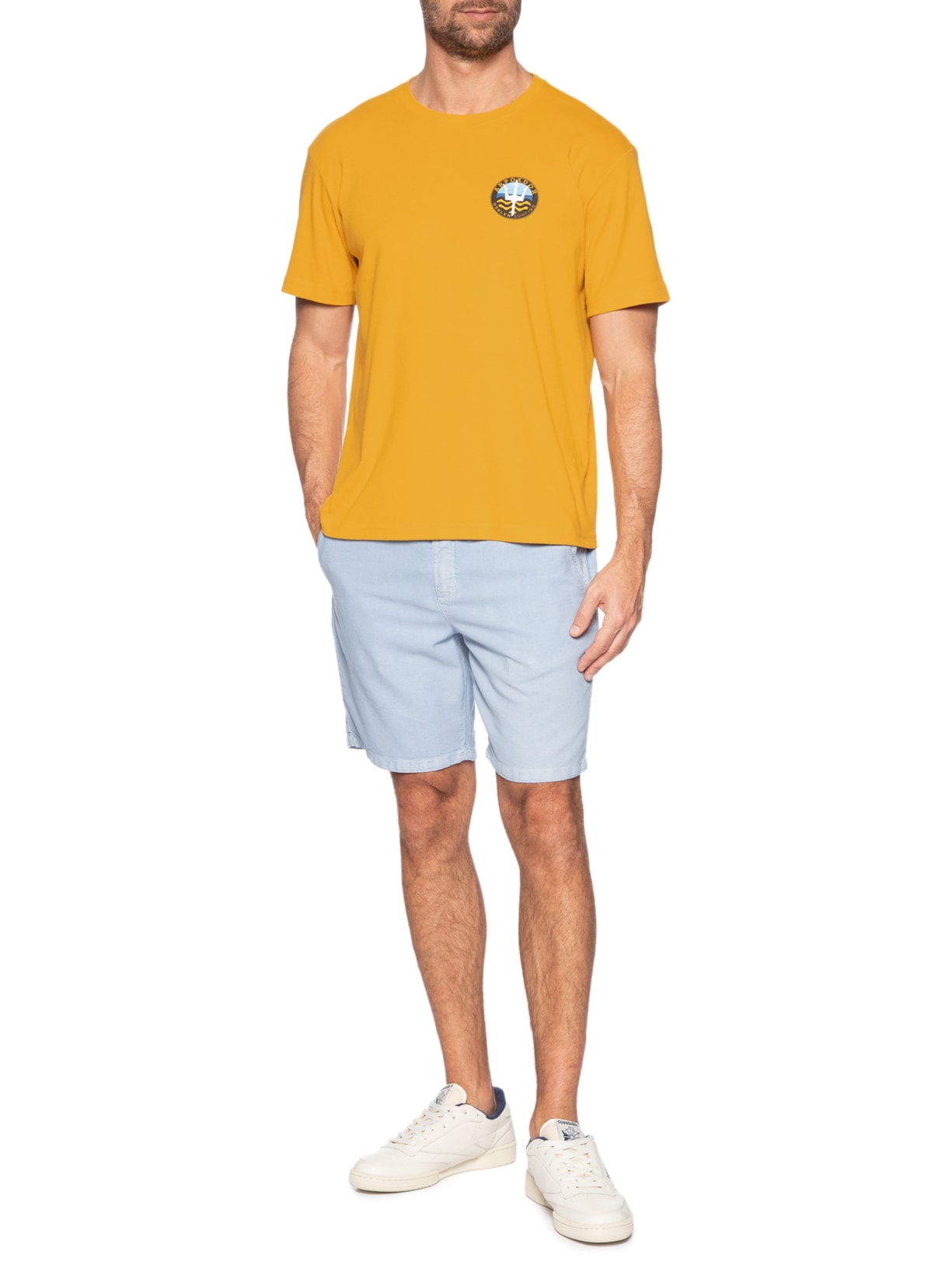 Camiseta Masculina Manga Curta Gola Careca Arpoador Symbol Over Amarelo Osklen