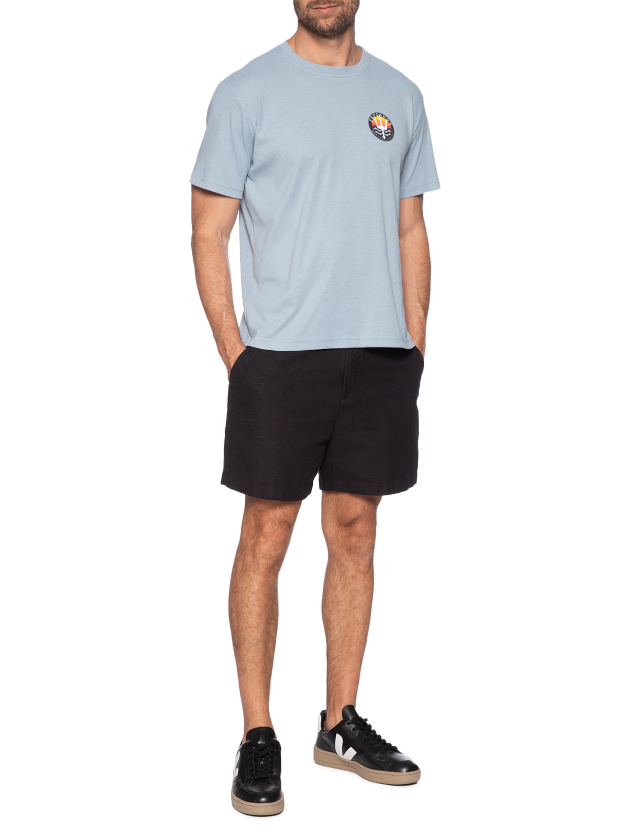 Camiseta Masculina Manga Curta Gola Careca Arpoador Symbol Over Azul Osklen