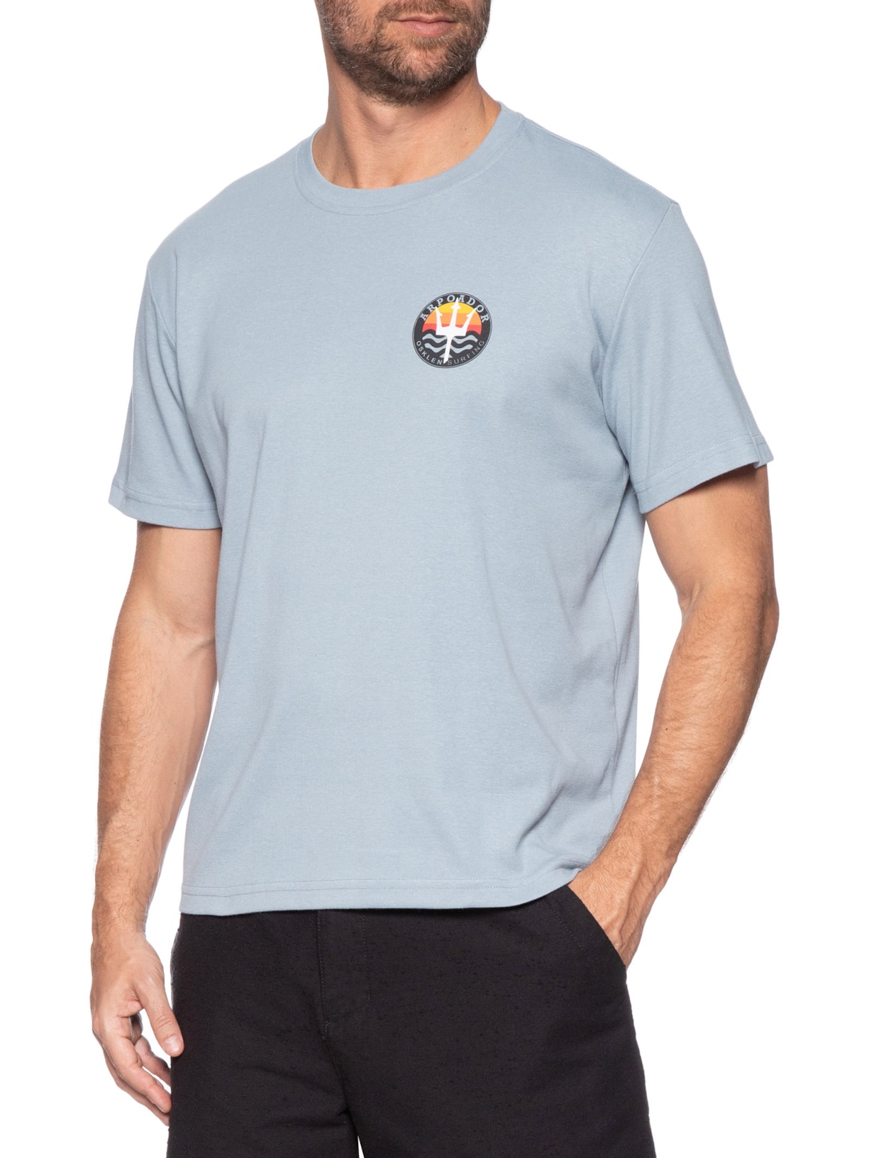 Camiseta Masculina Manga Curta Gola Careca Arpoador Symbol Over Azul Osklen