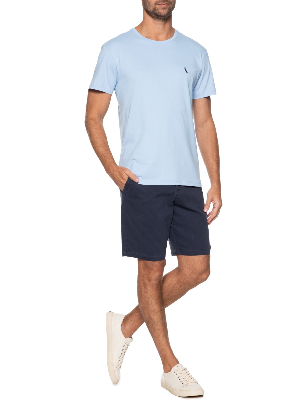 Camiseta Masculina Manga Curta Gola Careca Azul Reserva