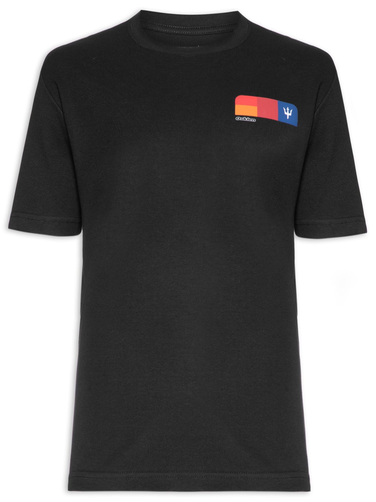 Camiseta Masculina Manga Curta Gola Careca Big Color Blocks - Preto