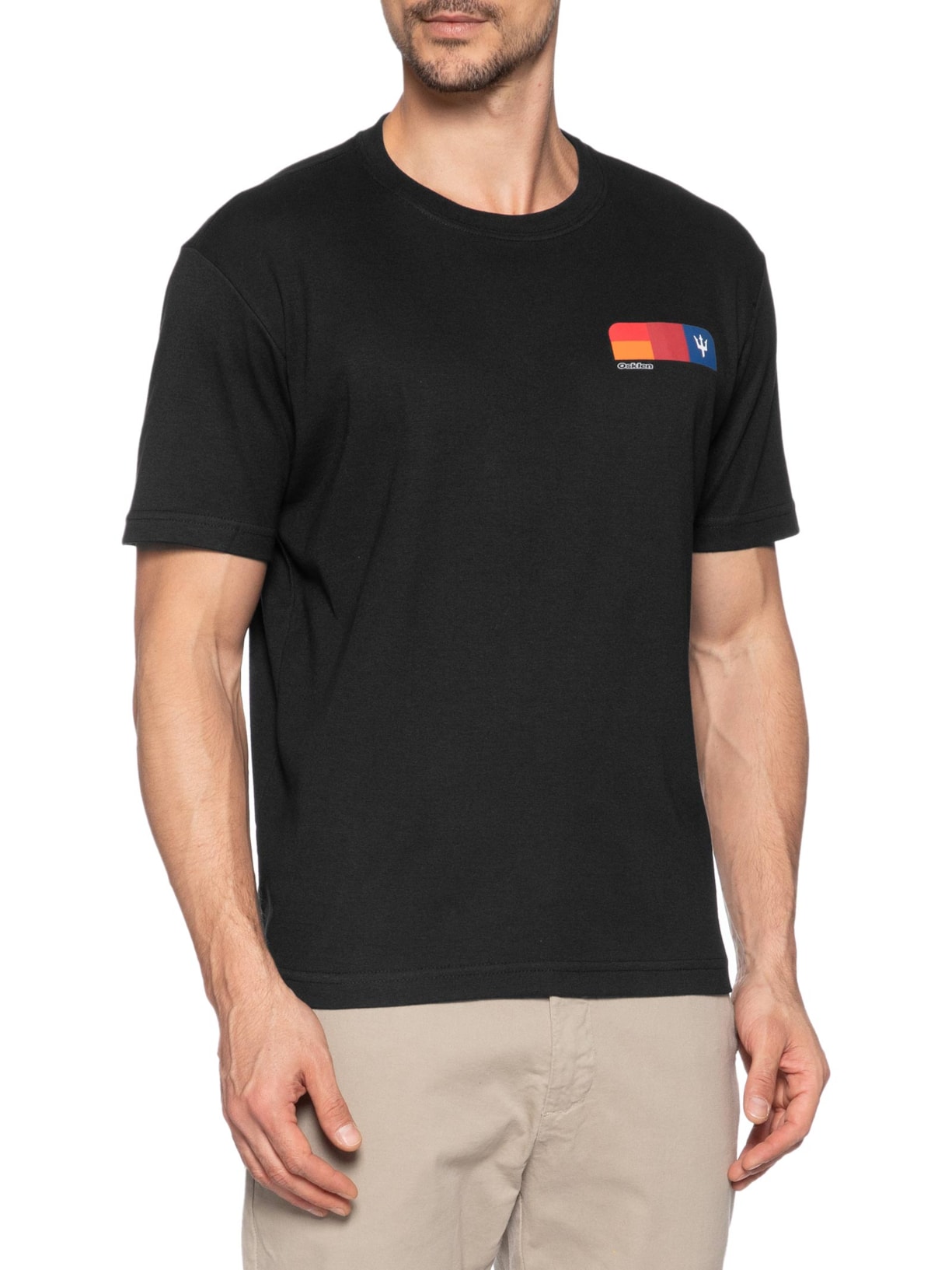 Camiseta Masculina Manga Curta Gola Careca Big Color Blocks Preto Osklen