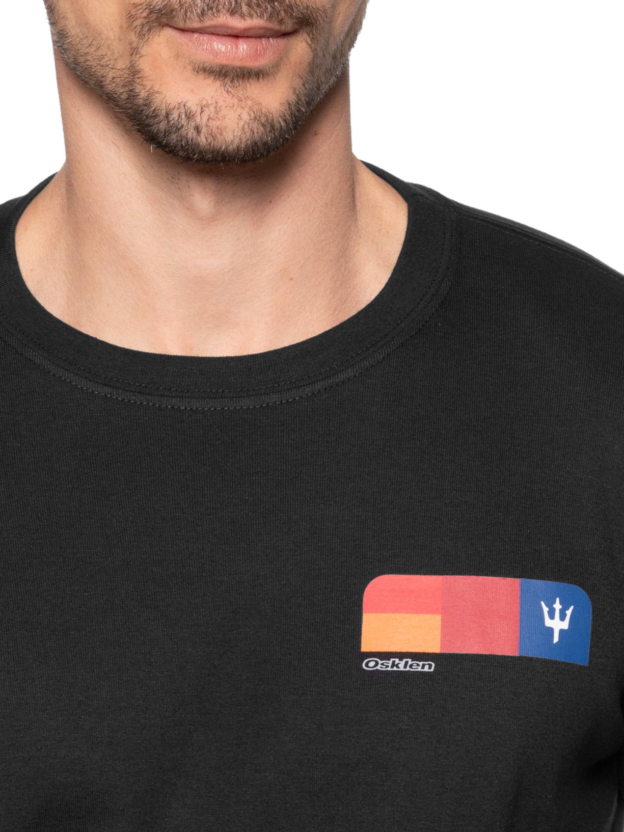 Camiseta Masculina Manga Curta Gola Careca Big Color Blocks Preto Osklen