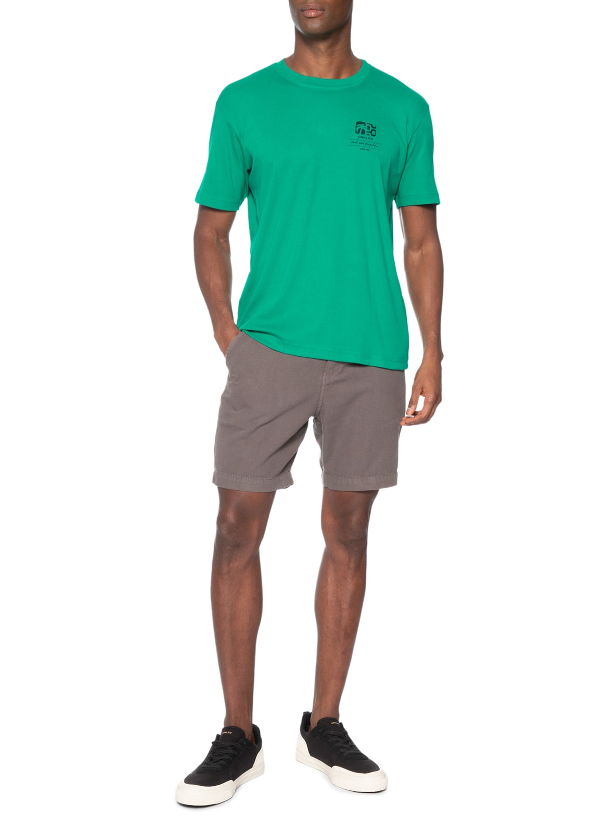 Camiseta Masculina Manga Curta Gola Careca Big Vintage Verde Osklen
