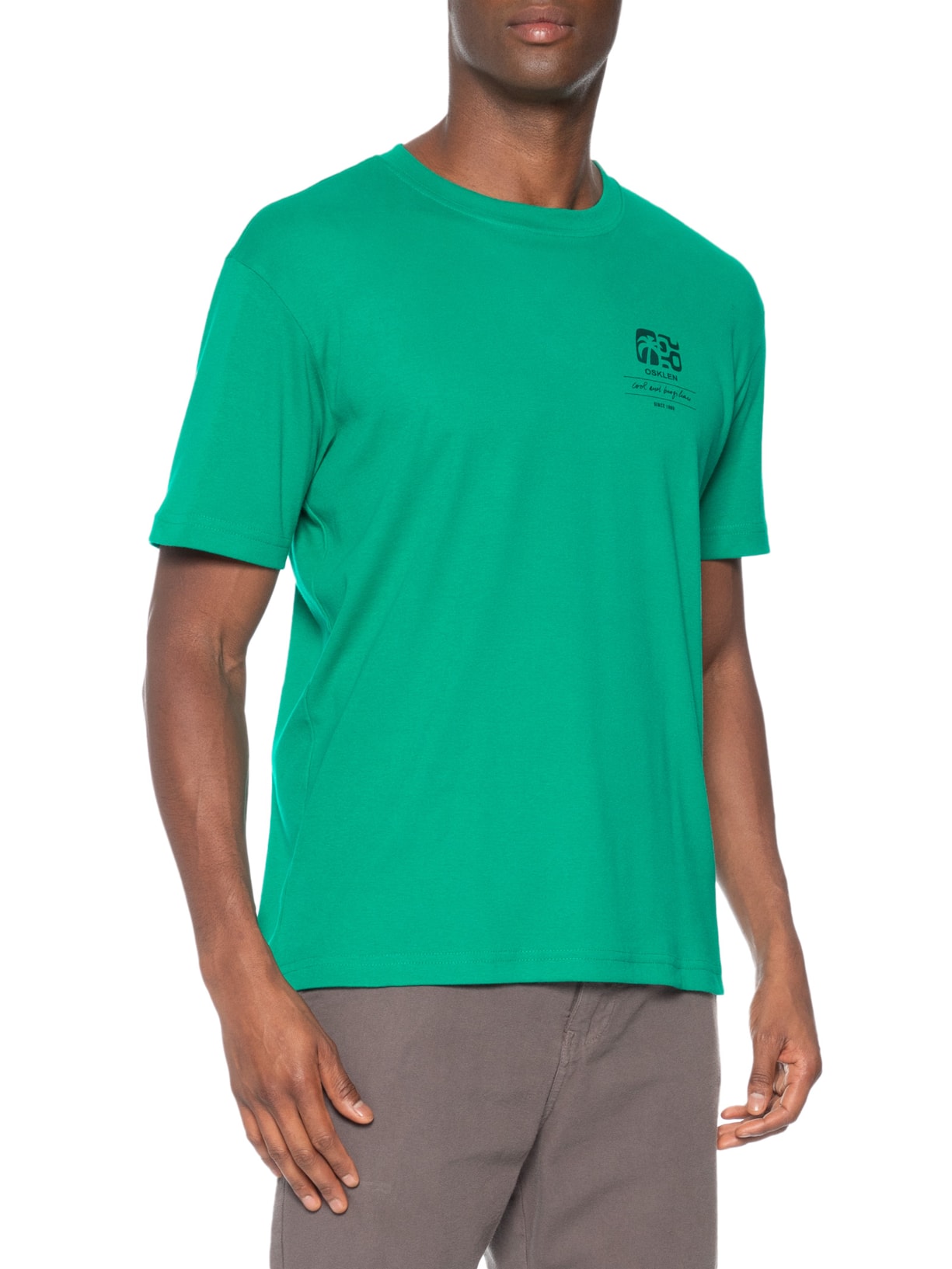 Camiseta Masculina Manga Curta Gola Careca Big Vintage Verde Osklen