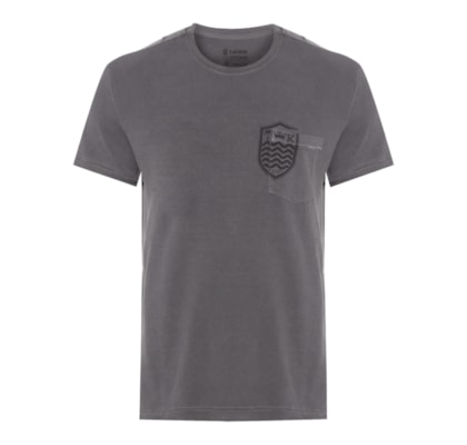 Camiseta Masculina Manga Curta Gola Careca Bolso Brasao - Cinza