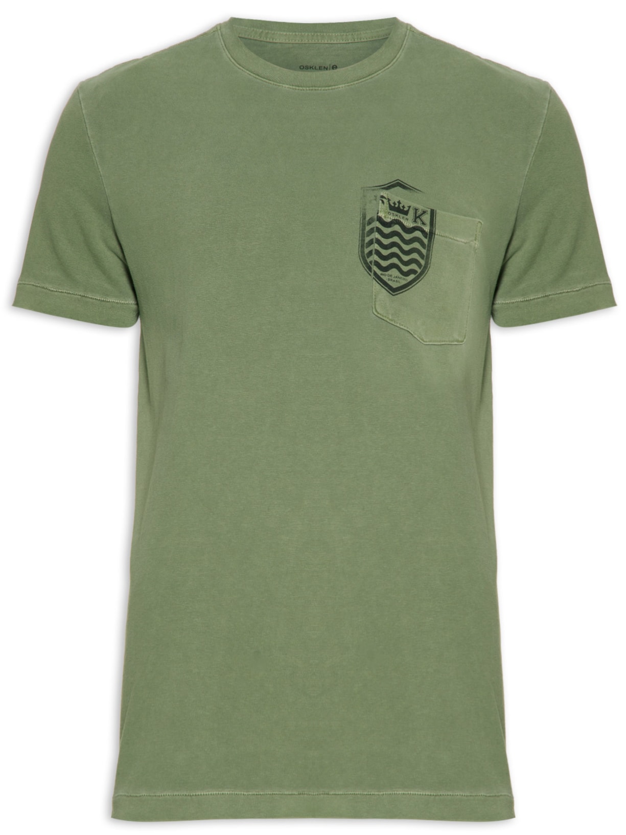 Camiseta Masculina Manga Curta Gola Careca Brasão Verde Osklen
