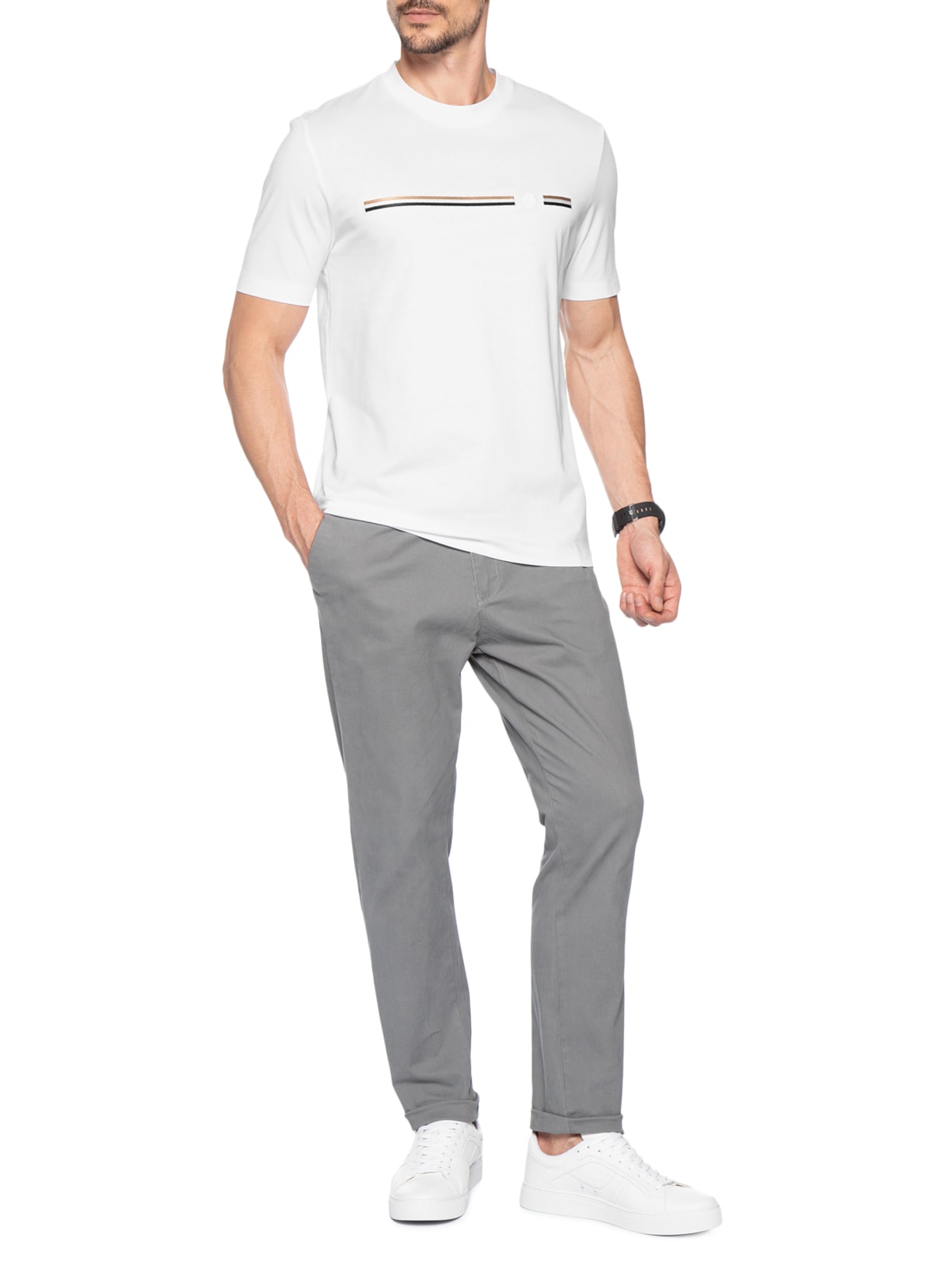 Camiseta Masculina Manga Curta Gola Careca C-Taut 41 Branco Boss