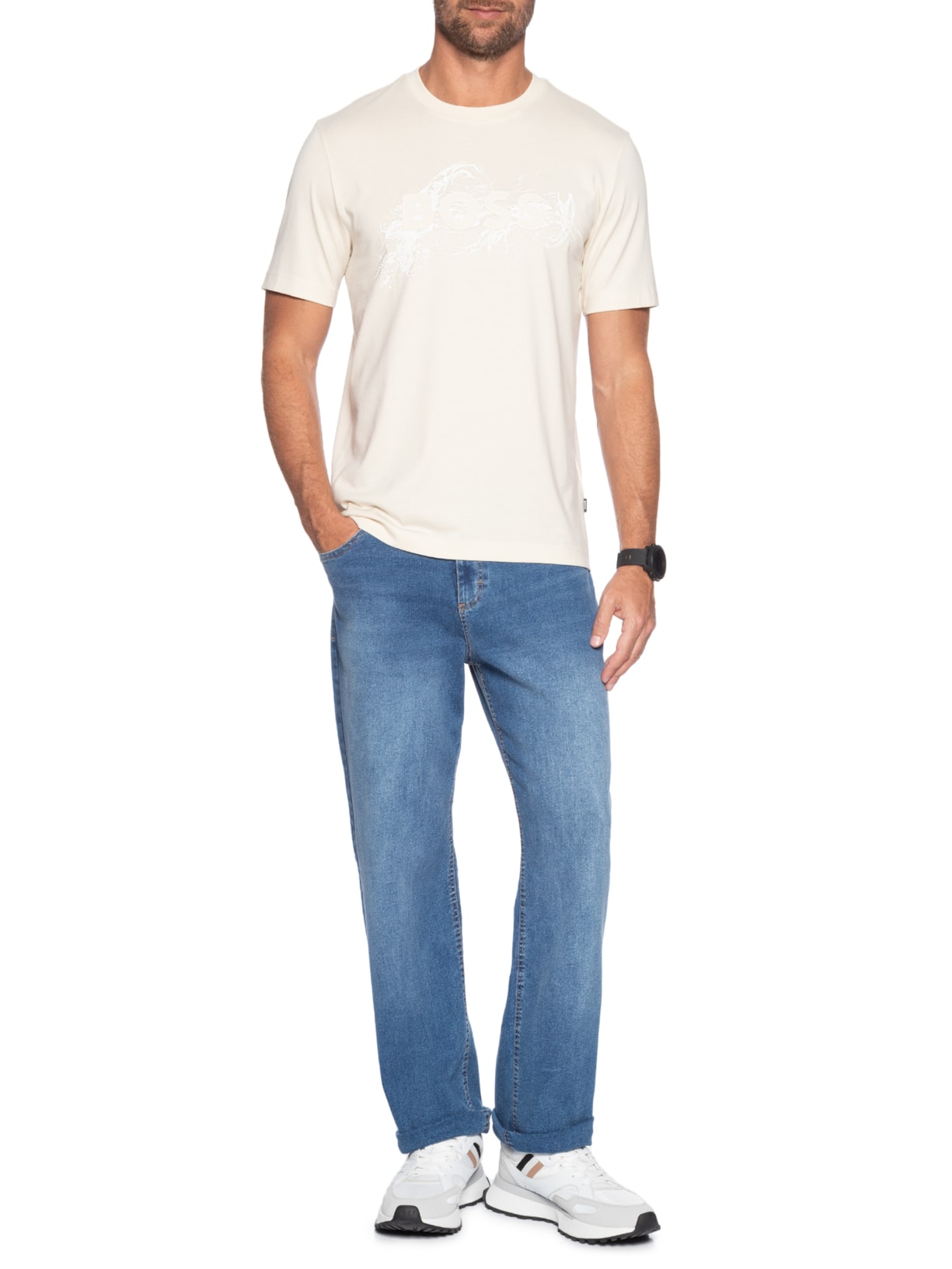 Camiseta Masculina Manga Curta Gola Careca C-Thompson  Branco Boss