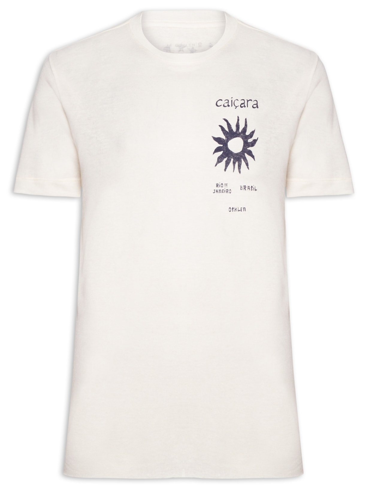 Camiseta Masculina Manga Curta Gola Careca Caiçara Sol   Branco Osklen
