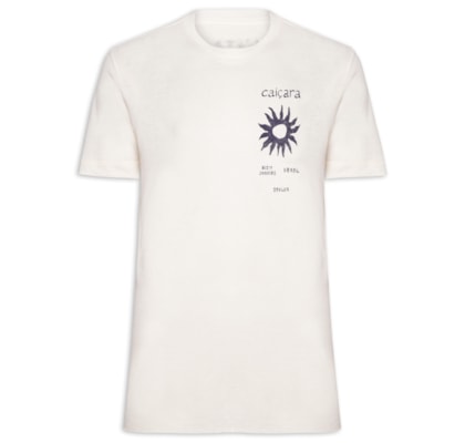 Camiseta Masculina Manga Curta Gola Careca Caiçara Sol   - Branco