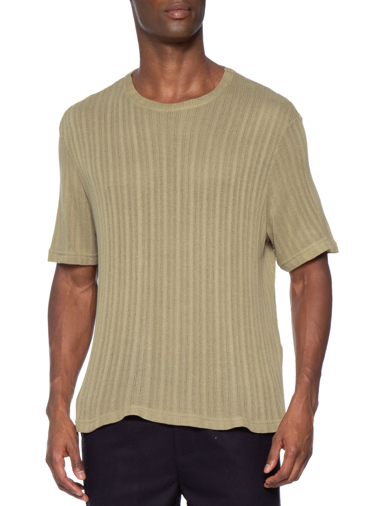 Camiseta Masculina Manga Curta Gola Careca Canelada Texture Bege Osklen