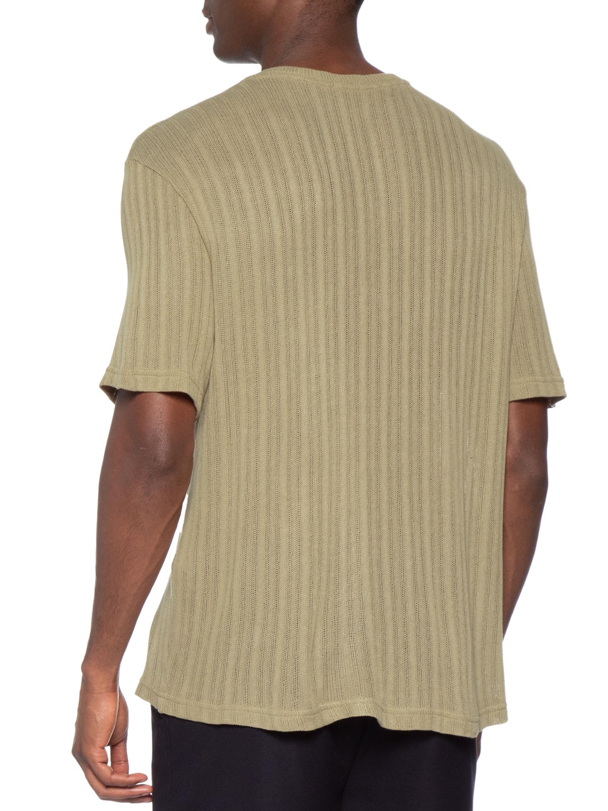 Camiseta Masculina Manga Curta Gola Careca Canelada Texture Bege Osklen