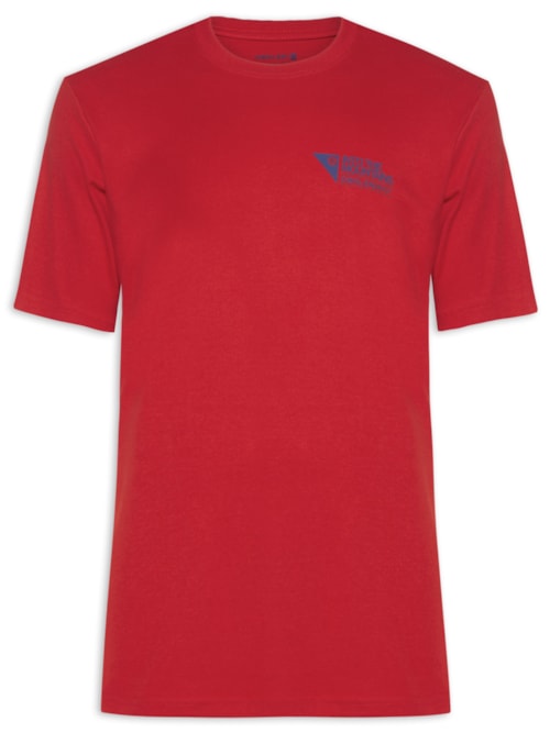 Camiseta Masculina Manga Curta Gola Careca Carimbo Itm - Vermelho
