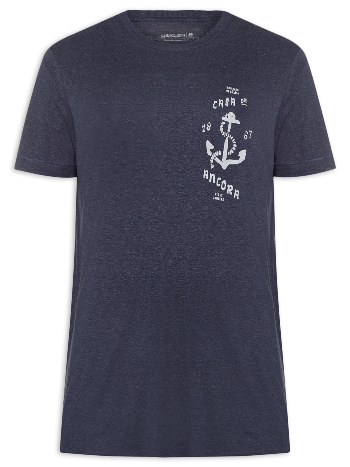 Camiseta Masculina Manga Curta Gola Careca Casa Da Ancora Light Linen - Azul